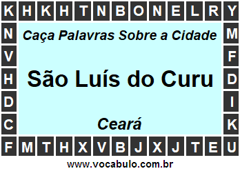 Caça Palavras Sobre a Cidade São Luís do Curu do Estado Ceará