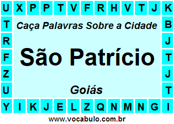 Caça Palavras Sobre a Cidade São Patrício do Estado Goiás