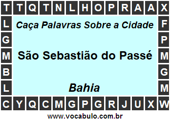 Caça Palavras Sobre a Cidade São Sebastião do Passé do Estado Bahia