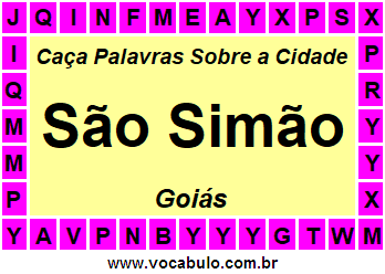 Caça Palavras Sobre a Cidade São Simão do Estado Goiás