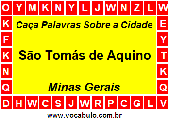 Caça Palavras Sobre a Cidade Mineira São Tomás de Aquino