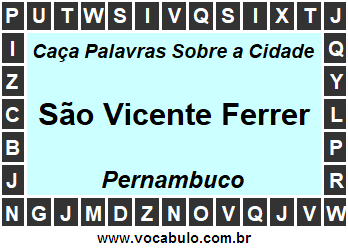 Caça Palavras Sobre a Cidade Pernambucana São Vicente Ferrer