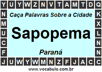 Caça Palavras Sobre a Cidade Paranaense Sapopema