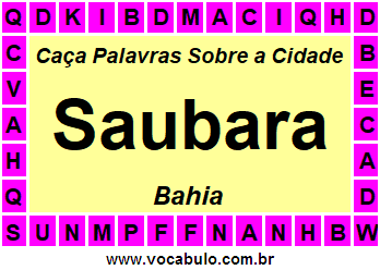 Caça Palavras Sobre a Cidade Baiana Saubara