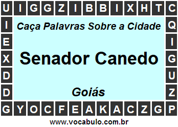 Caça Palavras Sobre a Cidade Senador Canedo do Estado Goiás