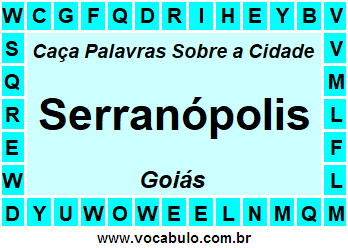 Caça Palavras Sobre a Cidade Serranópolis do Estado Goiás