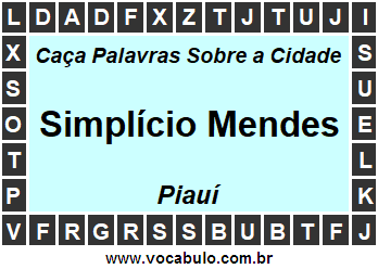 Caça Palavras Sobre a Cidade Piauiense Simplício Mendes