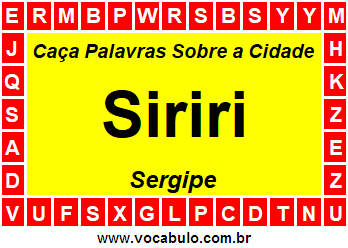 Caça Palavras Sobre a Cidade Siriri do Estado Sergipe