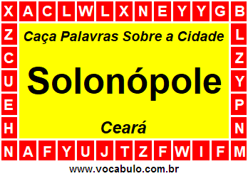 Caça Palavras Sobre a Cidade Cearense Solonópole