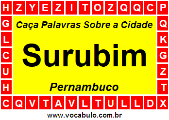Caça Palavras Sobre a Cidade Surubim do Estado Pernambuco