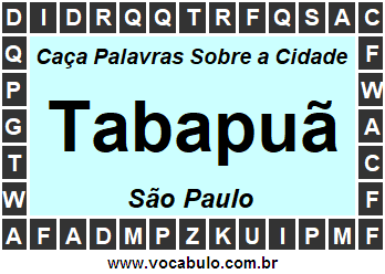 Caça Palavras Sobre a Cidade Tabapuã do Estado São Paulo