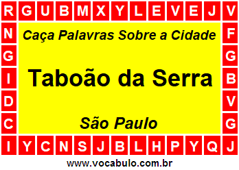 Caça Palavras Sobre a Cidade Taboão da Serra do Estado São Paulo