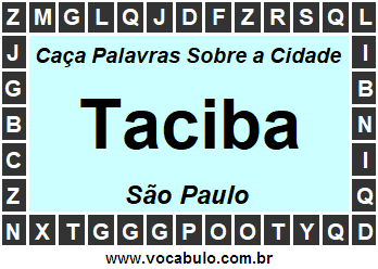 Caça Palavras Sobre a Cidade Taciba do Estado São Paulo