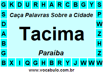 Caça Palavras Sobre a Cidade Tacima do Estado Paraíba