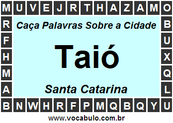 Caça Palavras Sobre a Cidade Catarinense Taió