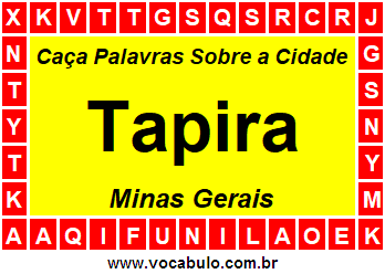 Caça Palavras Sobre a Cidade Mineira Tapira