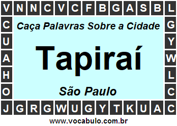 Caça Palavras Sobre a Cidade Tapiraí do Estado São Paulo