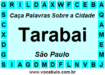 Caça Palavras Sobre a Cidade Tarabai do Estado São Paulo