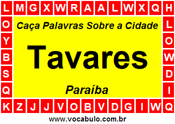 Caça Palavras Sobre a Cidade Tavares do Estado Paraíba