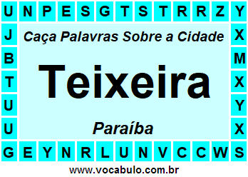 Caça Palavras Sobre a Cidade Paraibana Teixeira