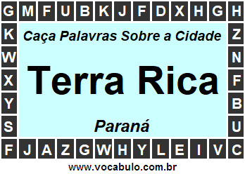 Caça Palavras Sobre a Cidade Paranaense Terra Rica