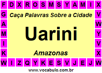 Caça Palavras Sobre a Cidade Uarini do Estado Amazonas