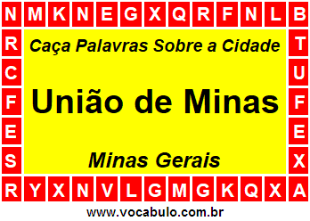Caça Palavras Sobre a Cidade Mineira União de Minas