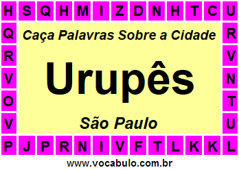 Caça Palavras Sobre a Cidade Paulista Urupês