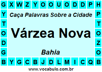 Caça Palavras Sobre a Cidade Baiana Várzea Nova