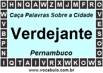 Caça Palavras Sobre a Cidade Pernambucana Verdejante