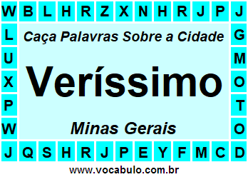 Caça Palavras Sobre a Cidade Veríssimo do Estado Minas Gerais