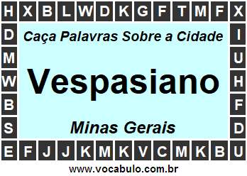 Caça Palavras Sobre a Cidade Mineira Vespasiano