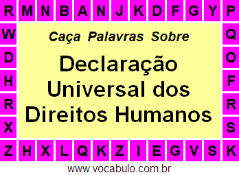 Caça Palavras Sobre o Dia da Declaração Universal dos Direitos Humanos