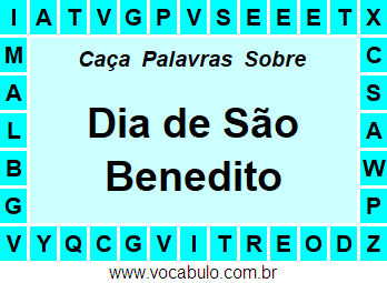 Caça Palavras Dia de São Benedito