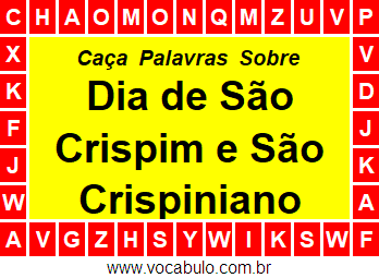 Caça Palavras Dia de São Crispim e São Crispiniano