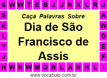 Caça Palavras Sobre o Dia de São Francisco de Assis