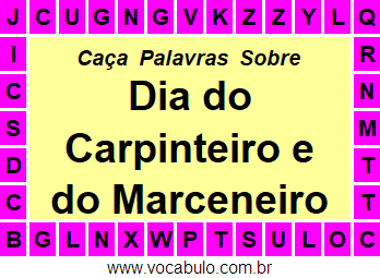 Caça Palavras Dia do Carpinteiro e do Marceneiro