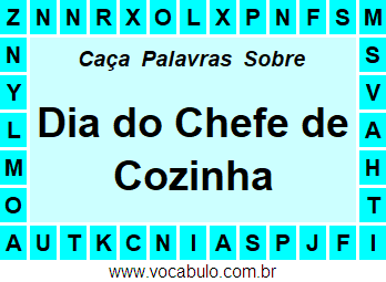 Caça Palavras Dia do Chefe de Cozinha