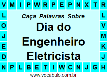 Caça Palavras Dia do Engenheiro Eletricista