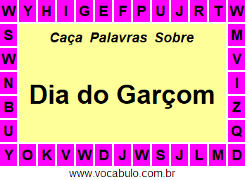 Caça Palavras Sobre o Dia do Garçom