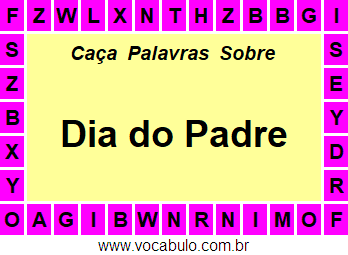 Caça Palavras Dia do Padre