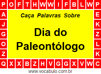 Caça Palavras Dia do Paleontólogo