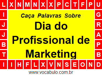 Caça Palavras Dia do Profissional de Marketing