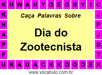 Caça Palavras Dia do Zootecnista