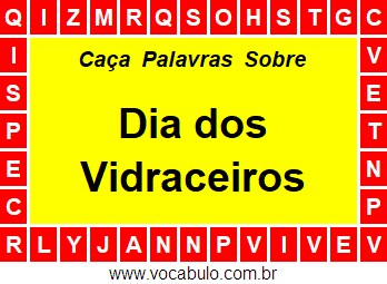 Caça Palavras Dia dos Vidraceiros