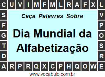 Caça Palavras Dia Mundial da Alfabetização