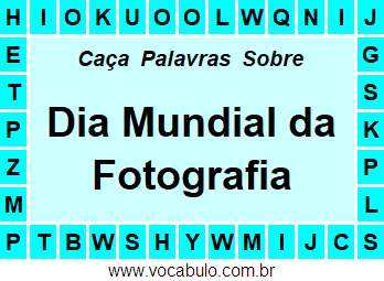 Caça Palavras Dia Mundial da Fotografia