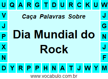 Caça Palavras Dia Mundial do Rock