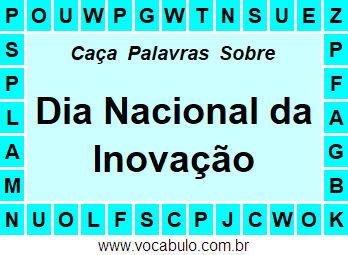 Caça Palavras Dia Nacional da Inovação