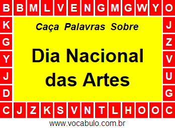 Caça Palavras Dia Nacional das Artes